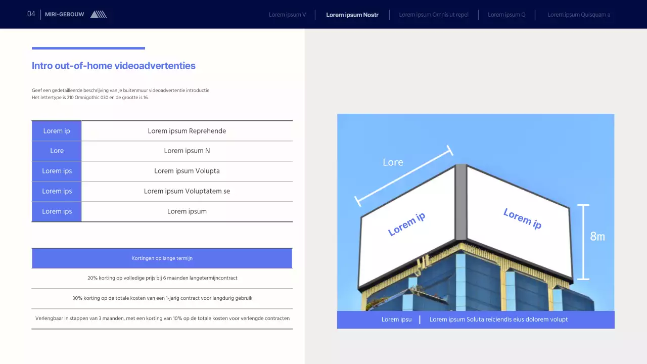 Een schoon, blauw voorstel voor advertentiemedia