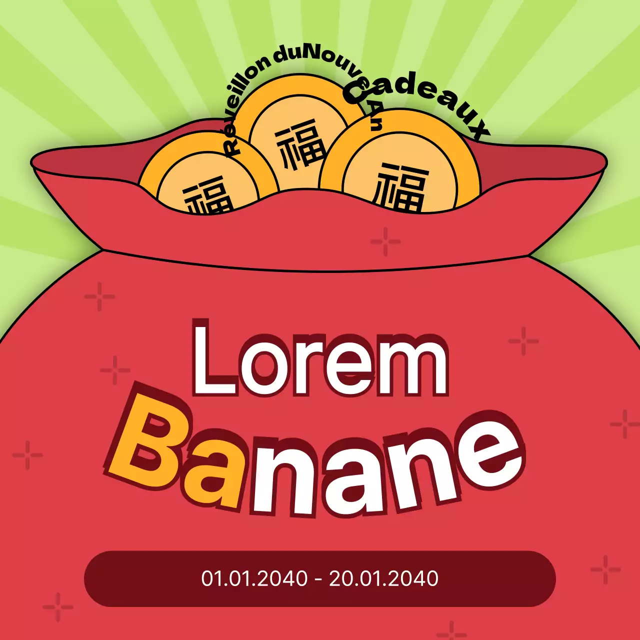 Événement du Nouvel An avec un concept de sac rouge porte-bonheur