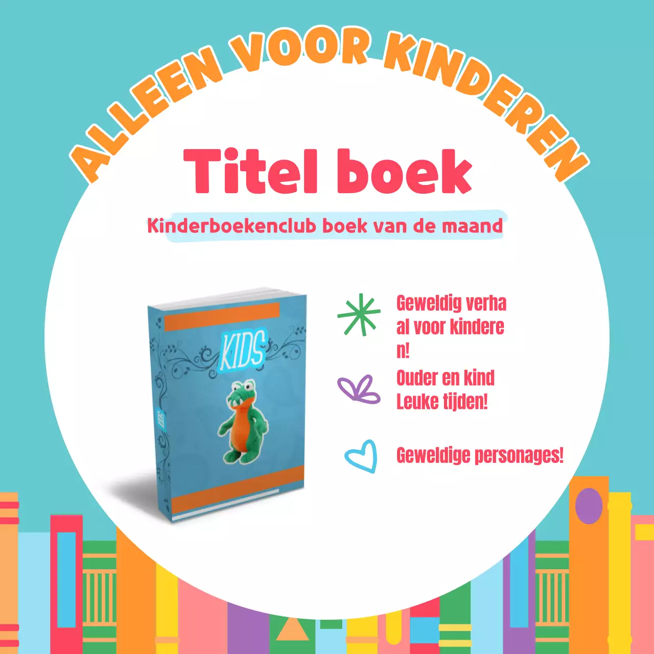 Turkoois en schattig om aanbevelingen voor kinderboeken te promoten V2