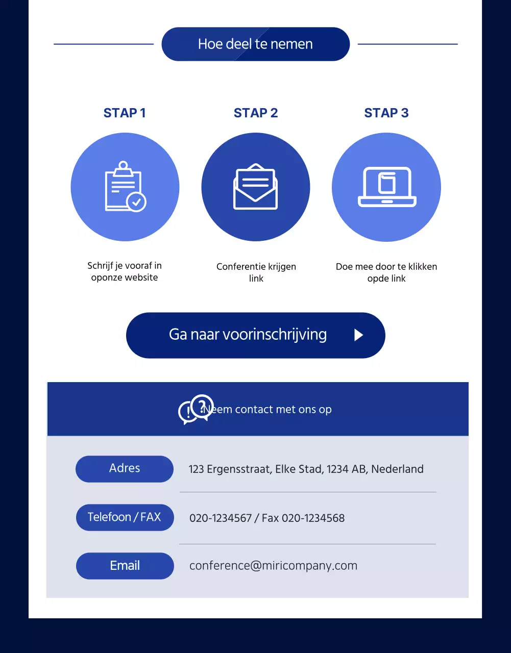 Details wereldwijde conferentie pagina in blauw