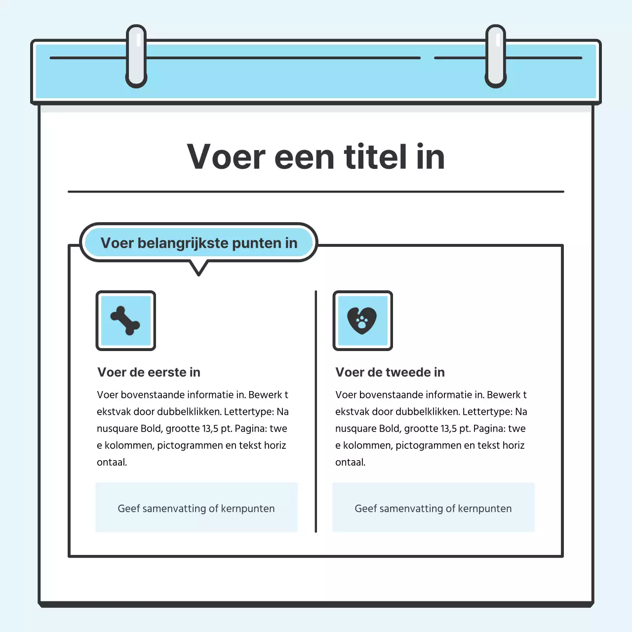Light Blue Note Concept Nette kaart met leuke illustratiesNieuws