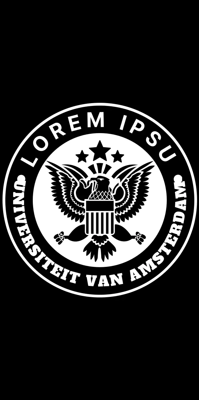 Een eenvoudig, schoon adelaarssymbool in zwart en wit met een embleemlogostijl voor universiteitspubliciteit en promoties