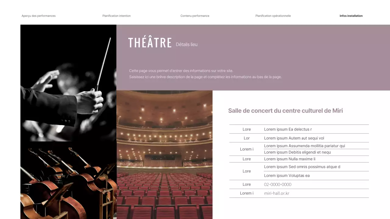 Un programme pour un récital de piano dans des pastels violets apaisants.