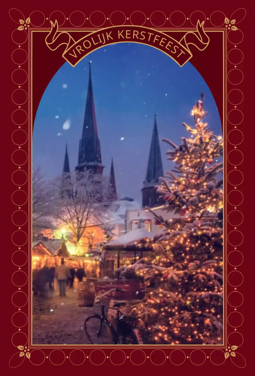 Kerstfotolay-out met sierlijke frames in rood