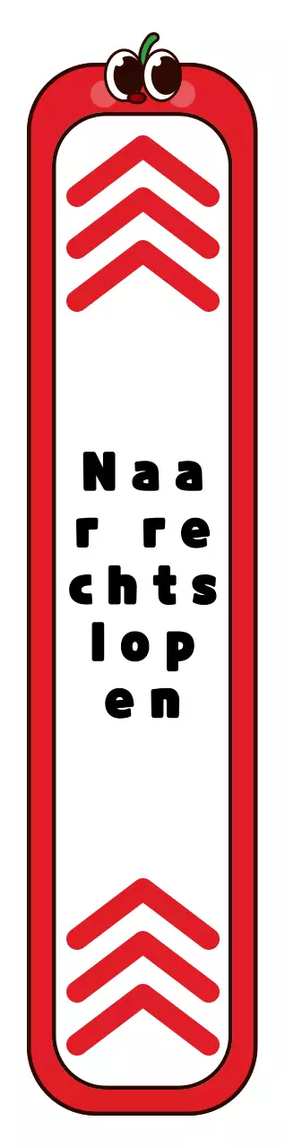 Schattige rode en zwarte appel karakter frame stijl recht van overpad instructies