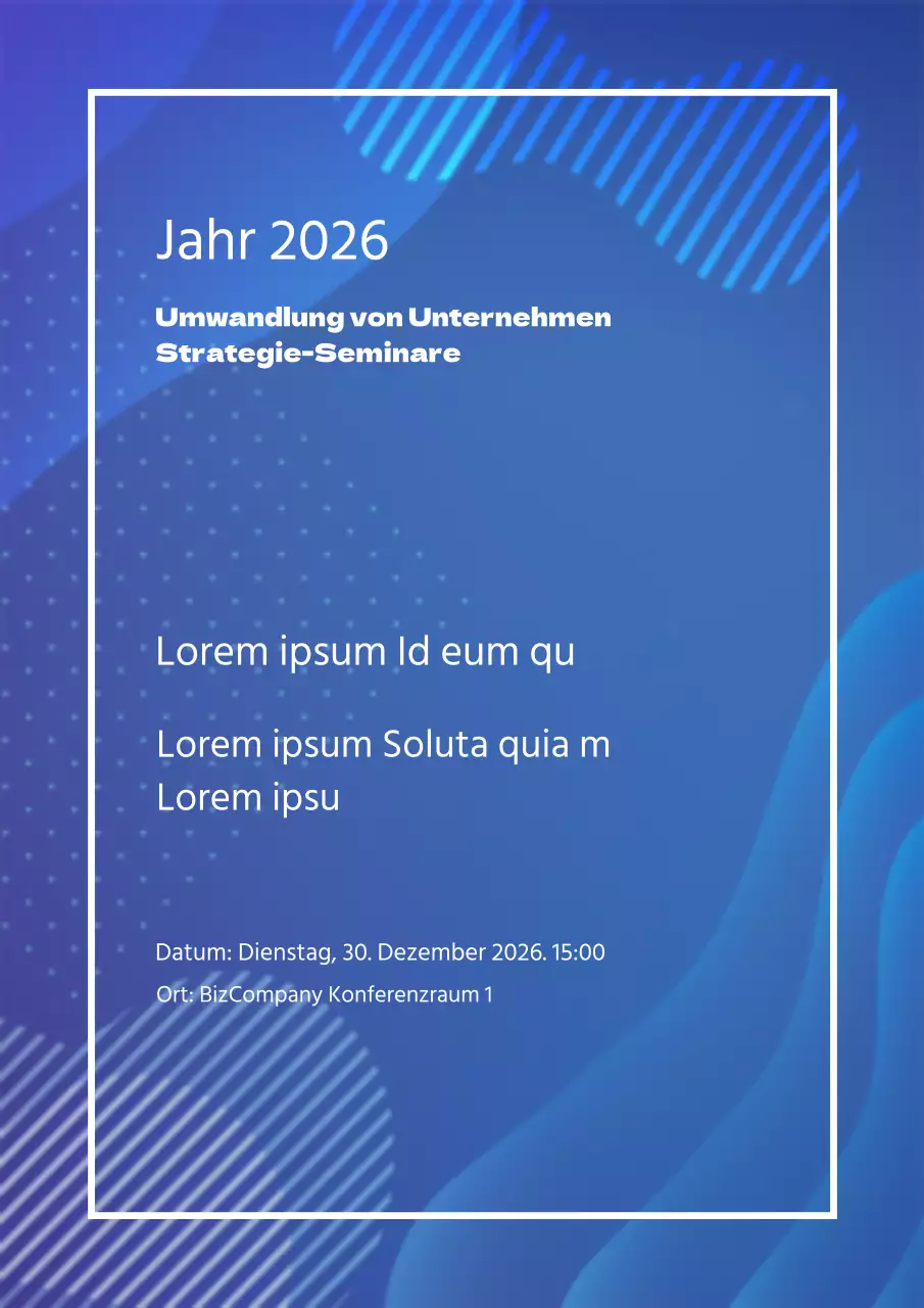 Mit Blau und Formen für ein einfaches Treffen werben