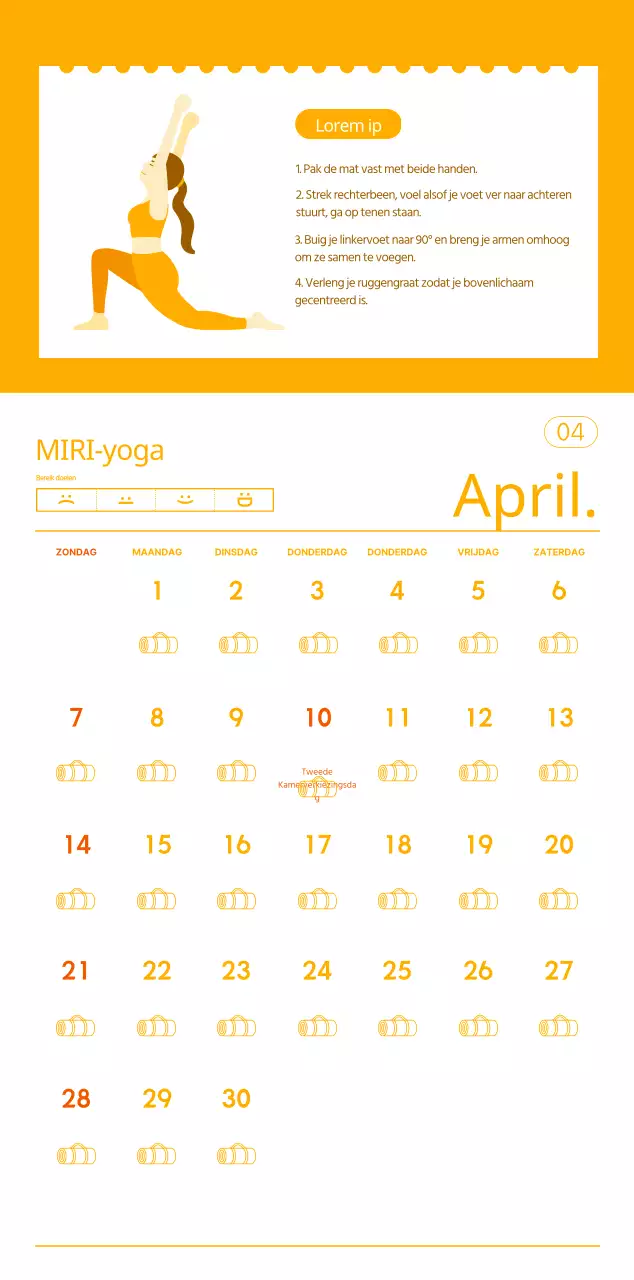 Oranje kalenders om weg te geven als je je yogastudio promoot
