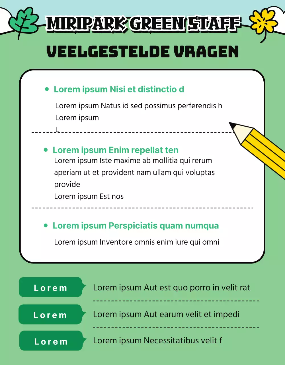 Groene en Gele Wandeling in het Park Personeelsaankondiging