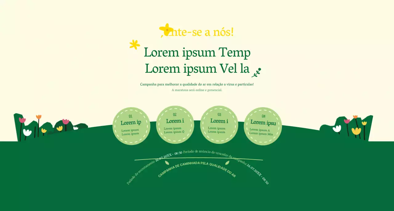 Sobre a campanha verde e amarela de estilo limpo para ir a pé para o trabalho