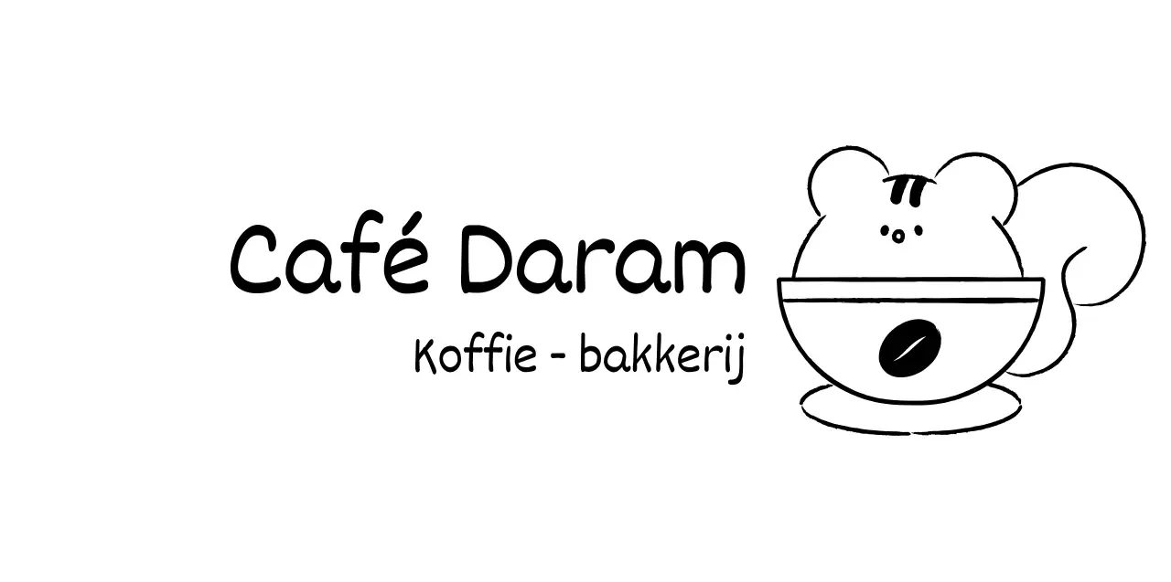 Cafe merchandise met een eenvoudige, schattige eekhoornillustratie in zwart.