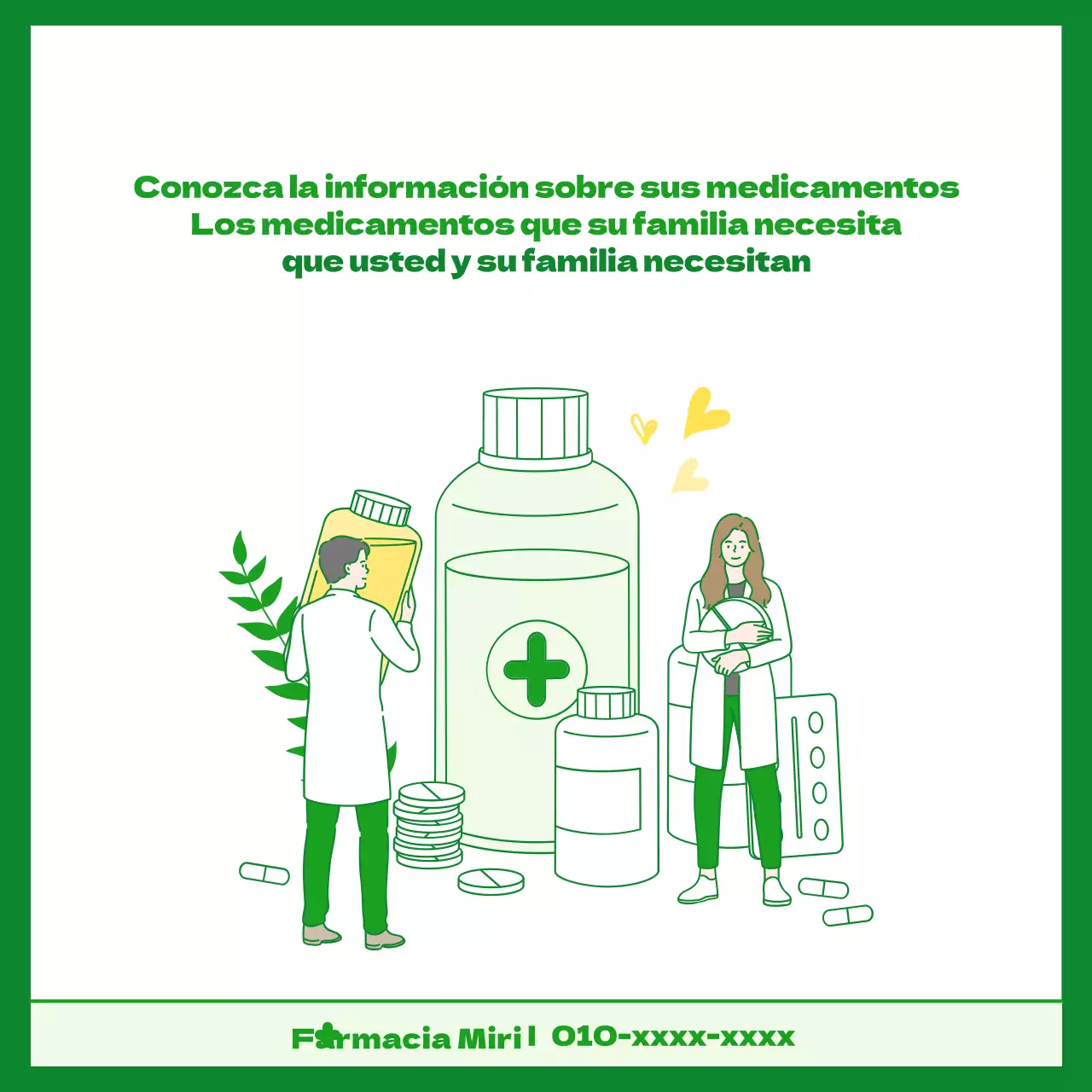 Medicación necesaria por síntoma en el concepto de prescripción ilustrado en verde