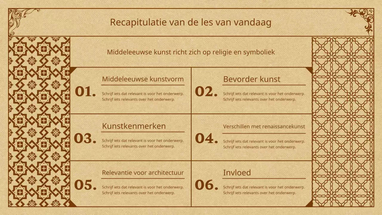 Middeleeuwse kunst in beige en bruin Presentatie