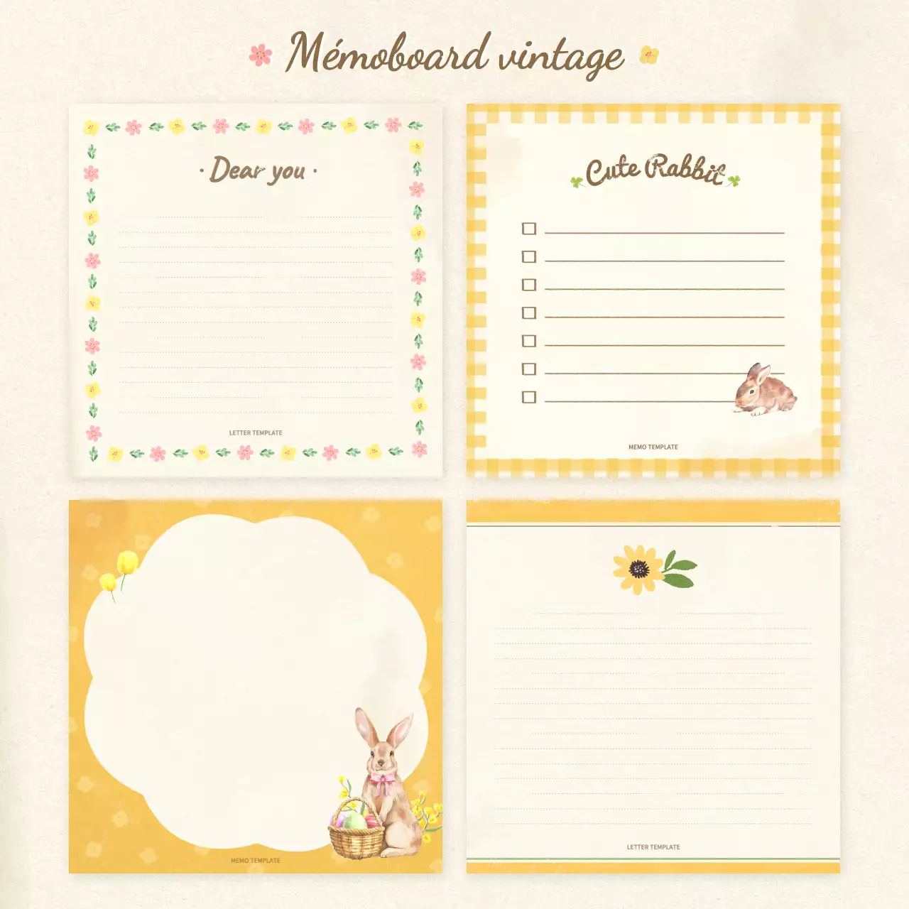 Pack de mise en page avec concept de bloc-notes vintage jaune