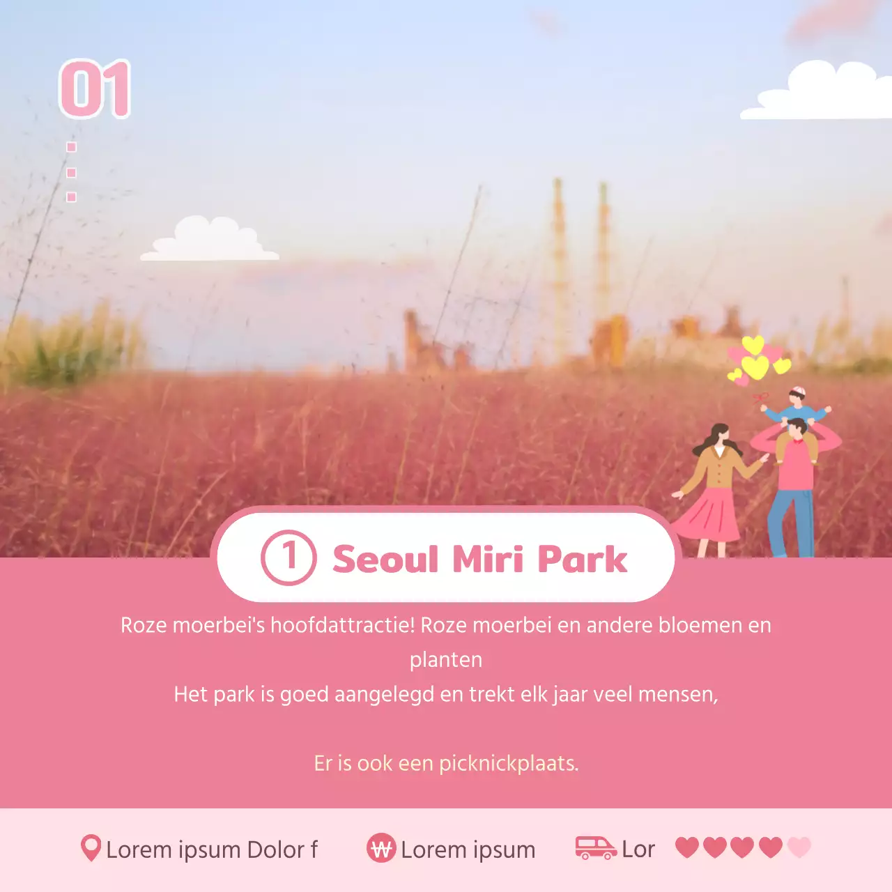 Roze mummie attracties cardnews ontwerp in roze