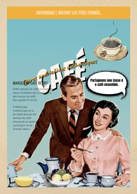 Promouvoir une marque de café vintage en beige et bleu clair