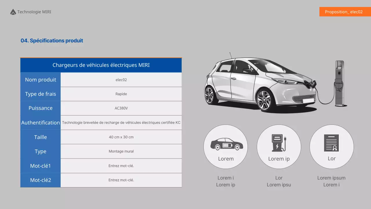 Proposition de fourniture de chargeurs bleus et orange pour véhicules électriques