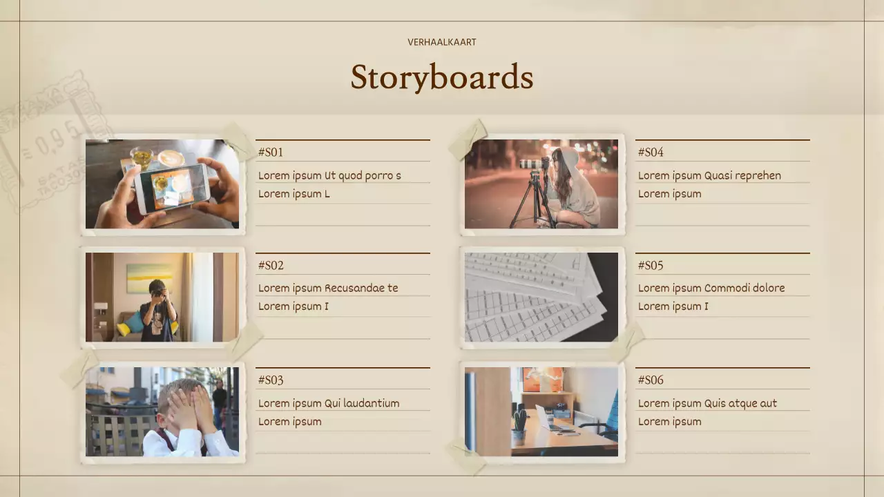 Album Scrapbooking Concept Film Voorstel in Beige Bruin