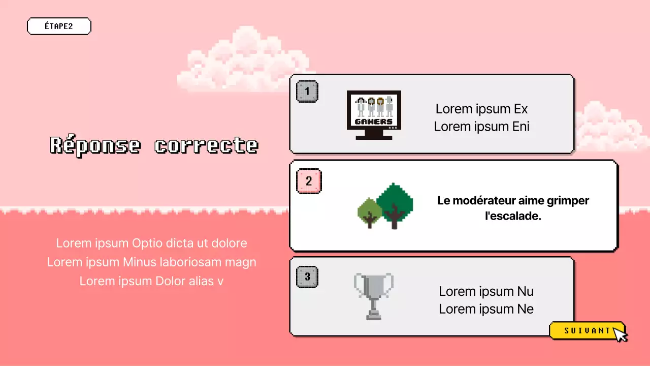 Jeu-questionnaire d'atelier à l'ambiance pixelisée bleue et jaune