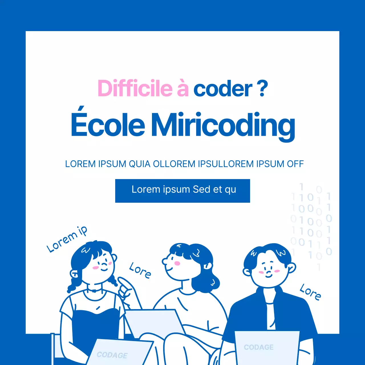 Carte de la journée du programmeur - nouveau design en bleu et rose