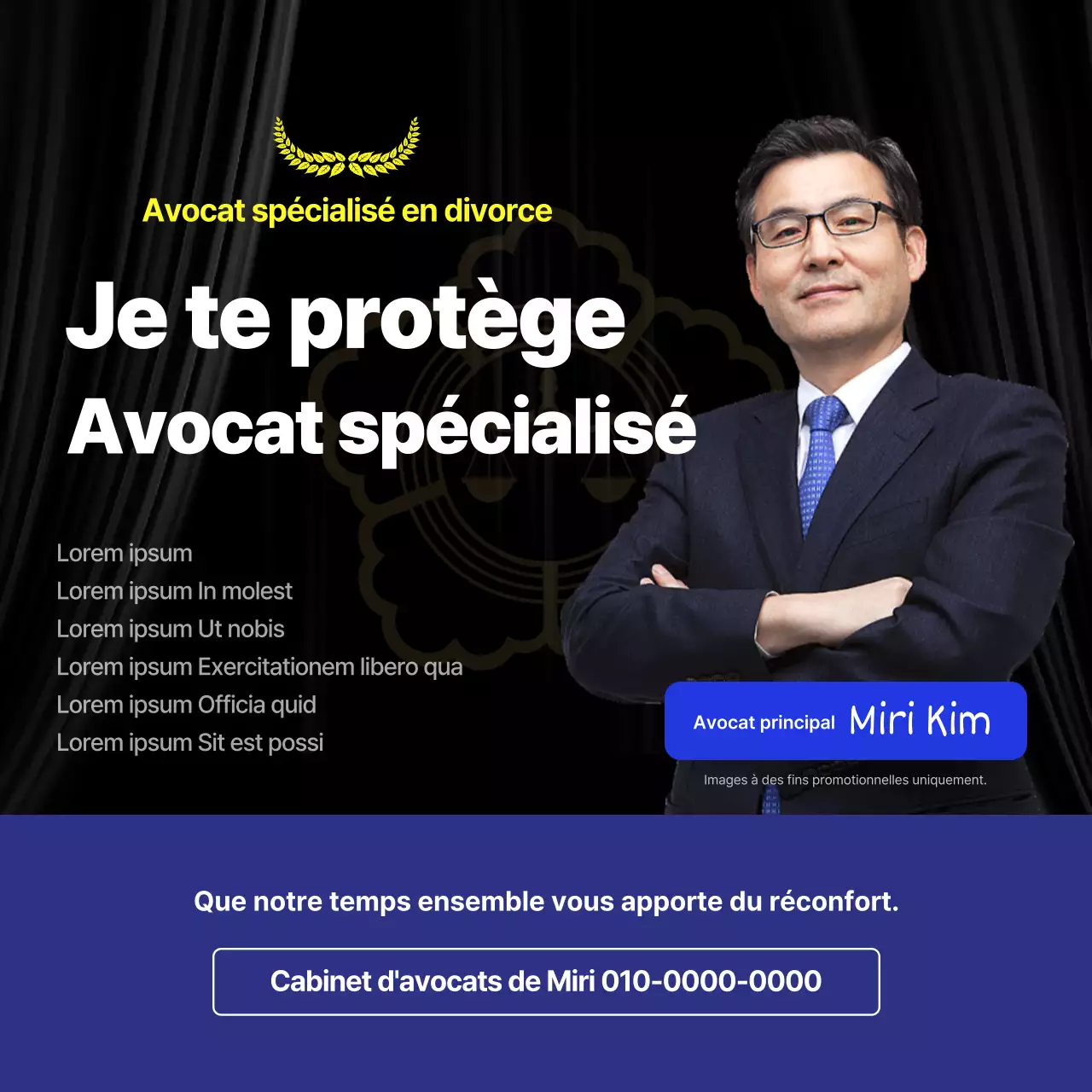 Guide de consultation d'un avocat avec un simple thème de livre bleu