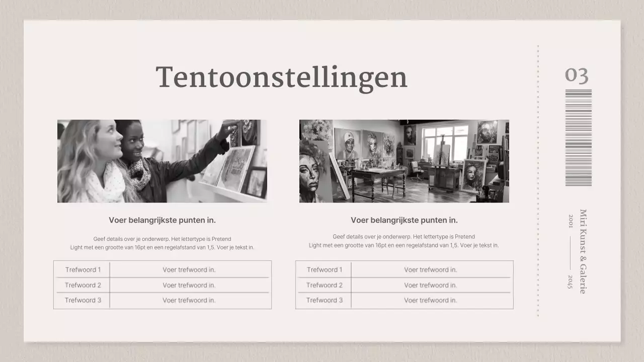 Een galerij van beige en grijze ticketconcepten