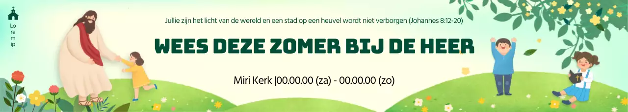 Bijbelschool in een veld met een warme groene zomerse sfeer