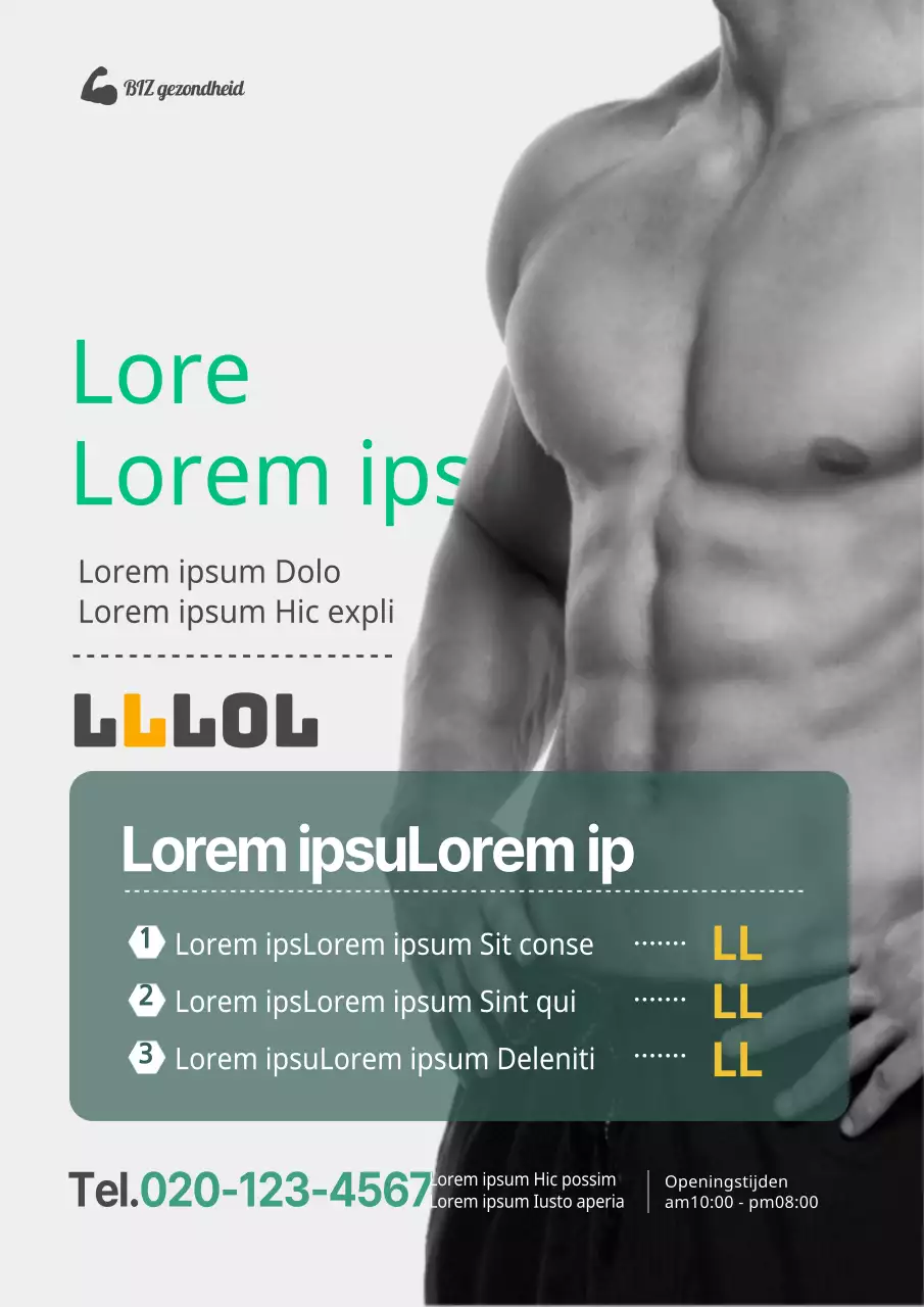 Moderne fitnesswinkel promotiefolder in zwart en grijs