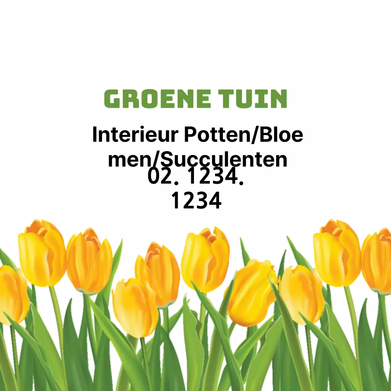 Keurig botanisch tuinetiket met geelgroene illustratie