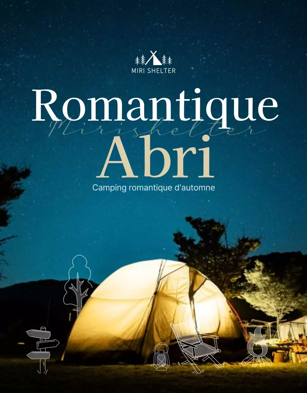 Concept de camping émotionnel en bleu marine et beige