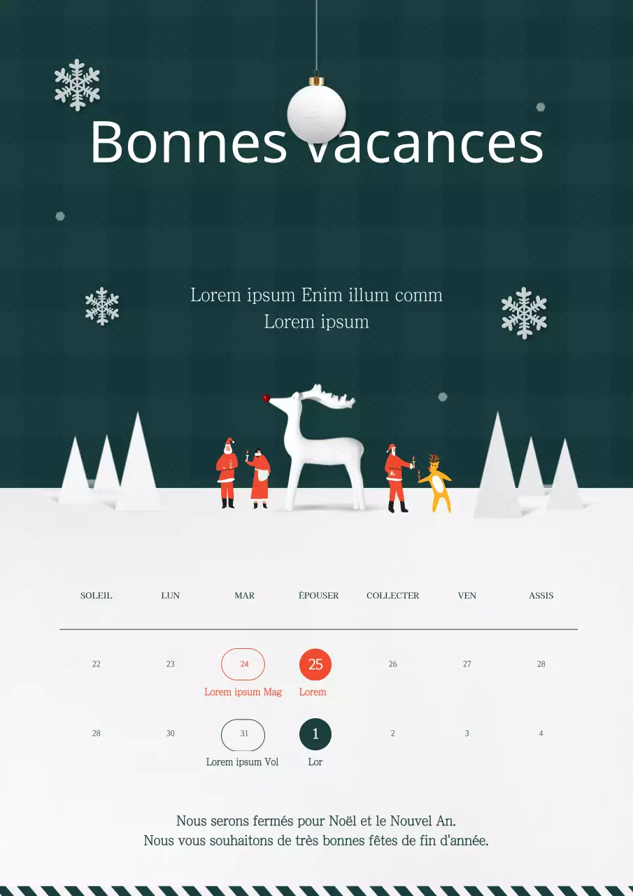 Joyeuses fêtes Calendrier des fêtes