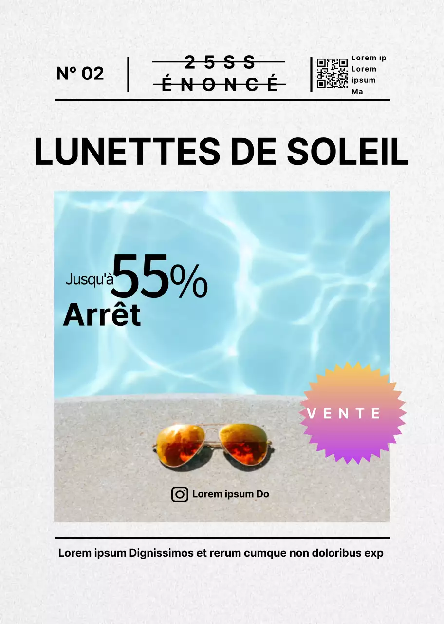 Vendre des lunettes de soleil avec un fond texturé gris