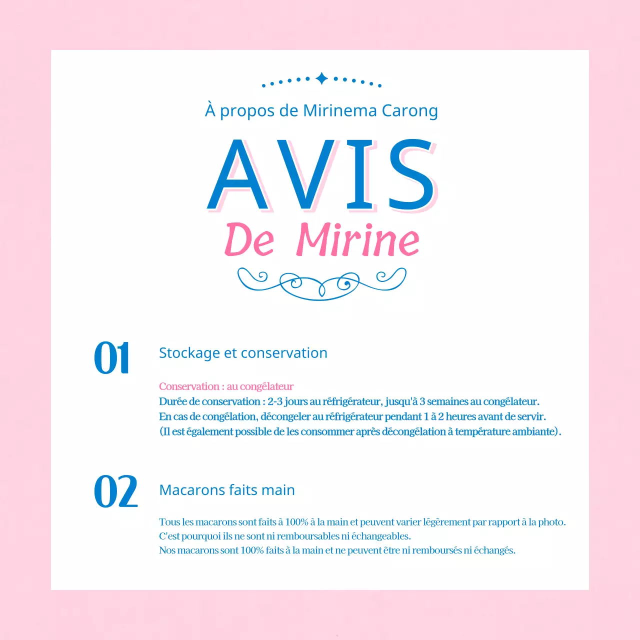 Un café à macarons au titre rose et bleu