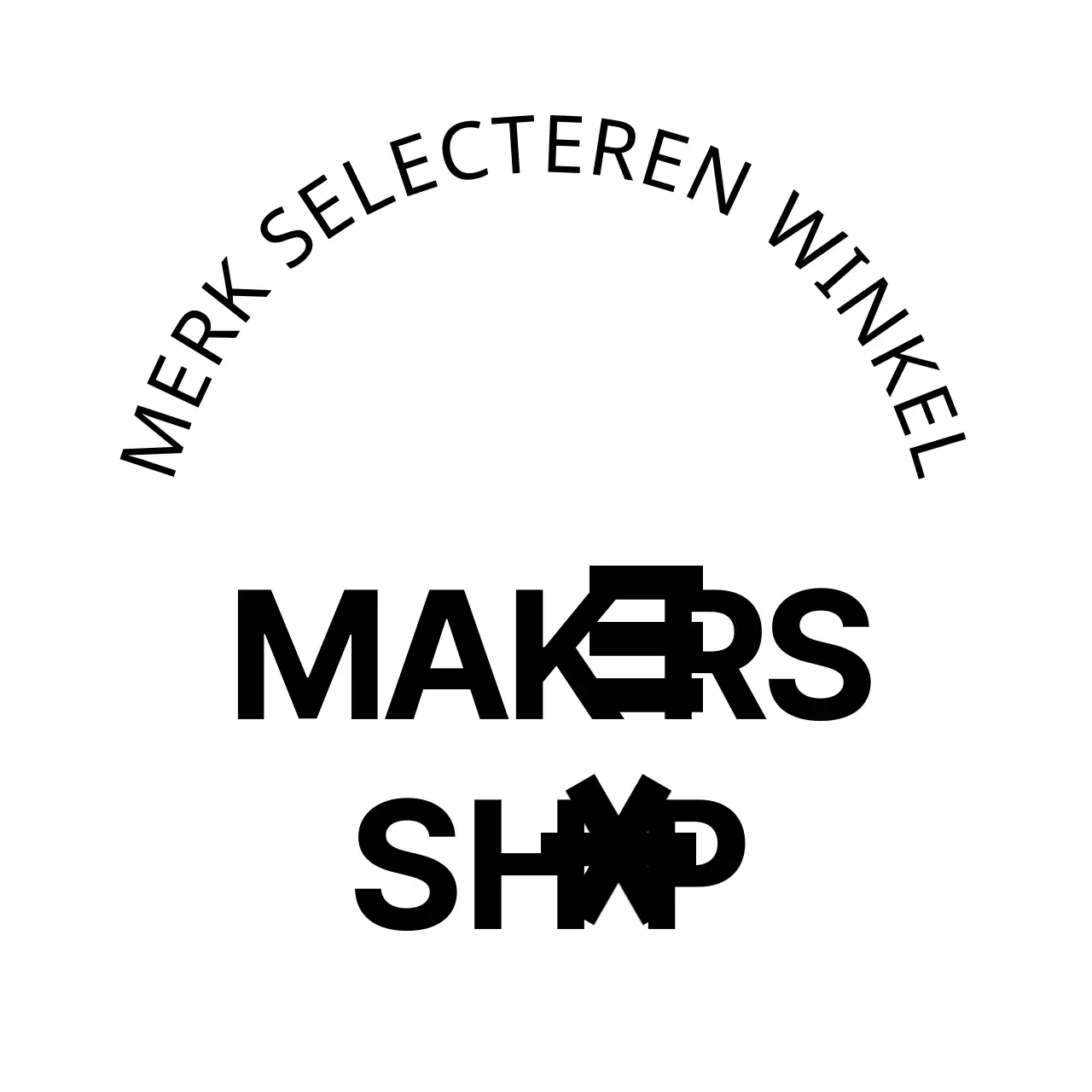 Eenvoudige winkelbewegwijzering met zwarte redactionele winkeltekst en vormen