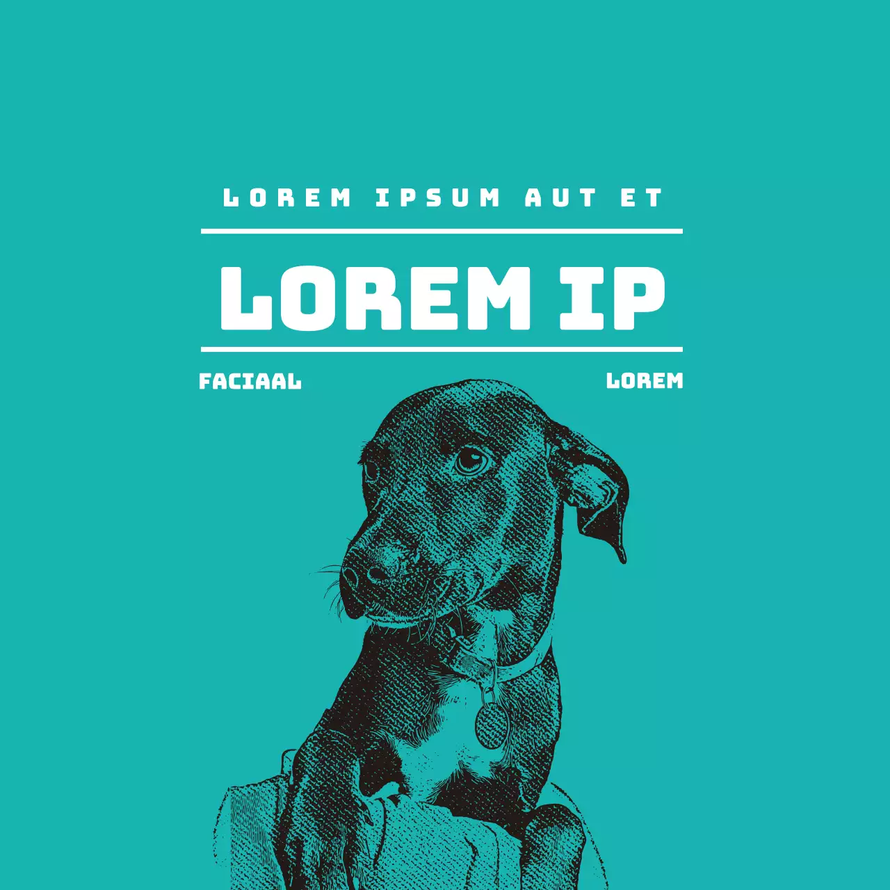 Turquoise Geïllustreerd Dierenwinkel Etiket