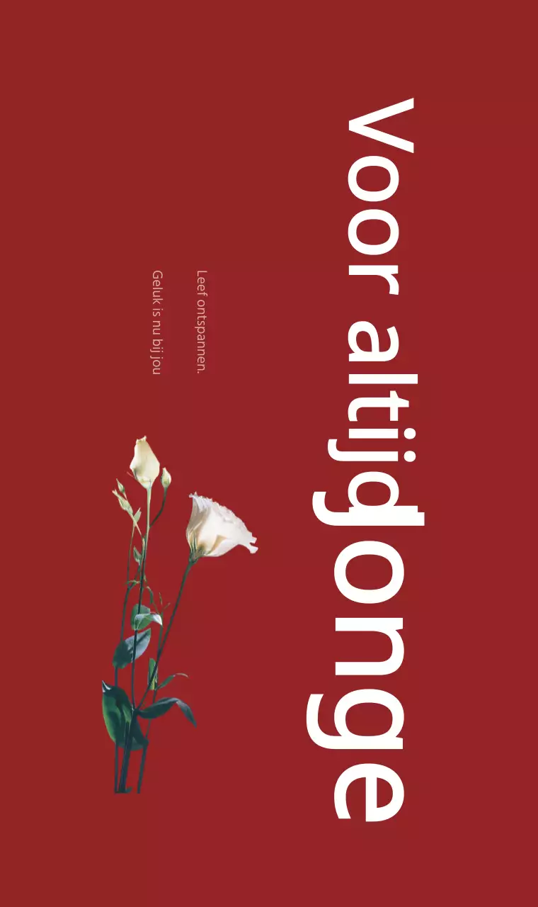 Rood conceptontwerp met luxe lettertypes en bloemenfotografie