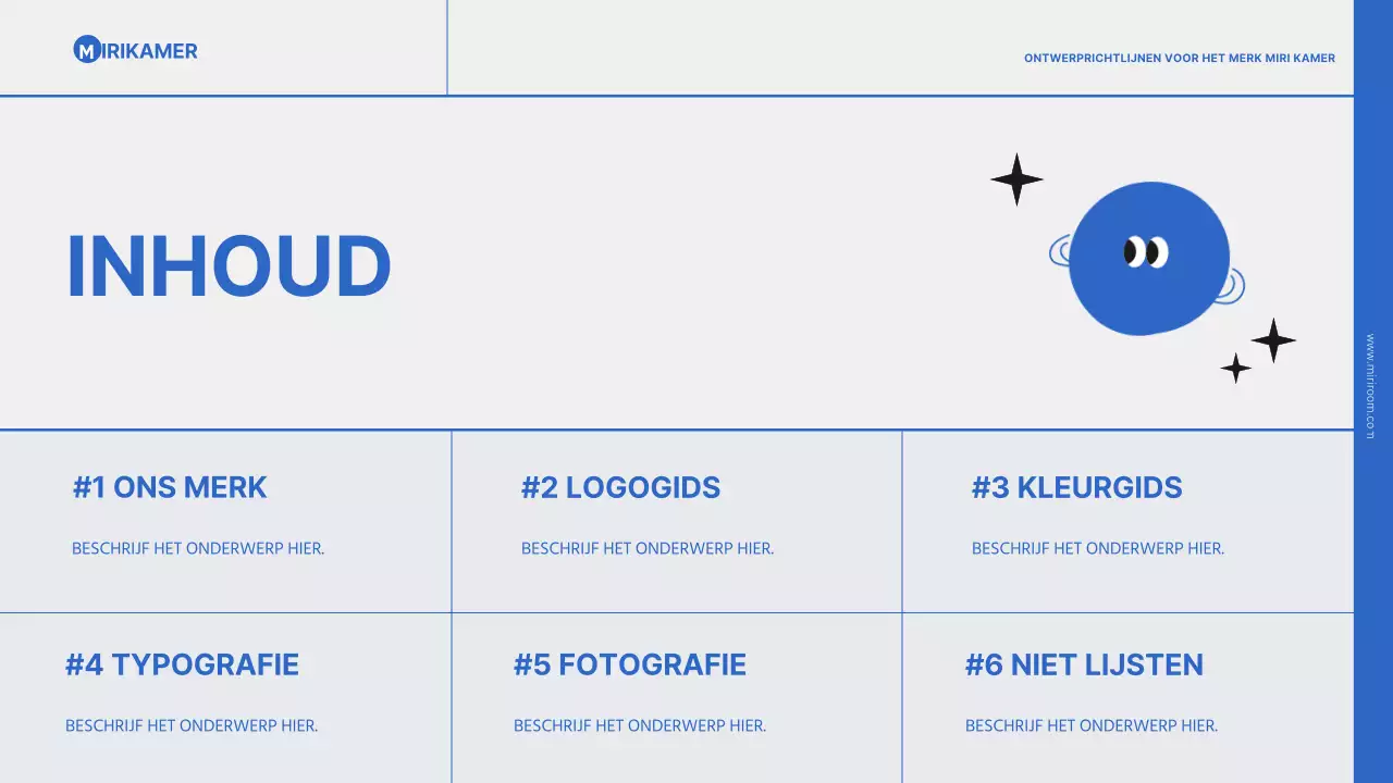 Eenvoudige merkpresentatie in blauw en zwart