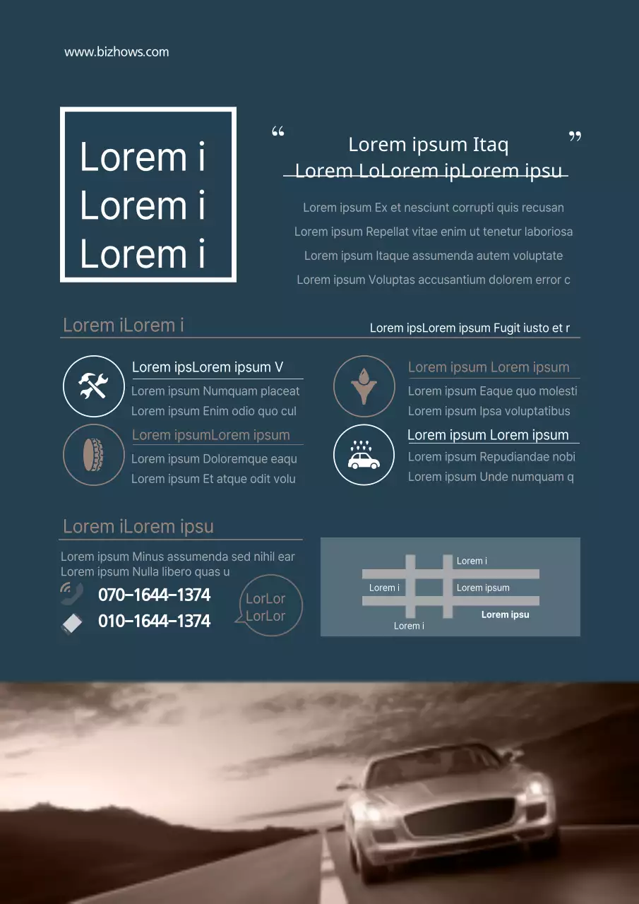 Prospectus simple, bleu marine, pour un centre automobile