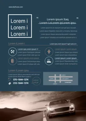 Prospectus simple, bleu marine, pour un centre automobile