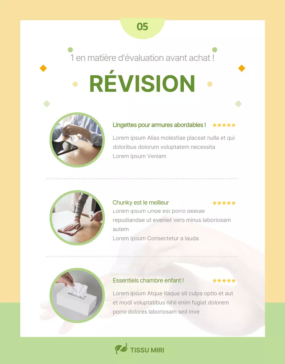 Explication des lingettes simples jaunes et chartreuses