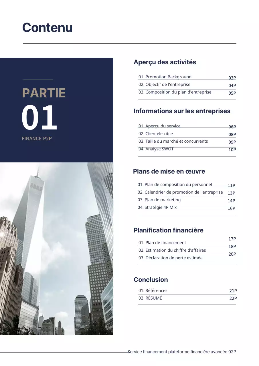 Bleu marine Simple Business Corporate Finance P2P Business Plan