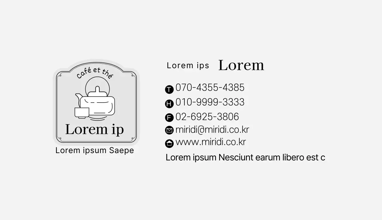 Illustration grise logo café thé carte de visite