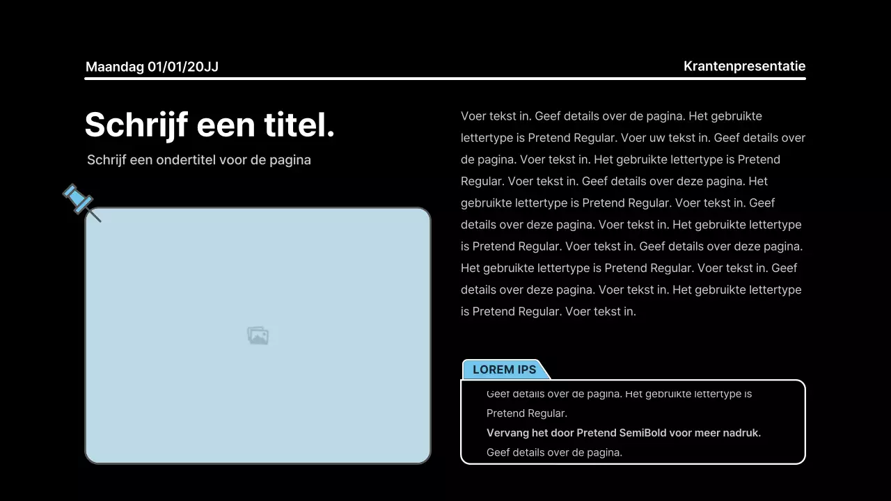 Aandachttrekkende presentatie met vette lijnen in een krantenconcept op een zwarte achtergrond