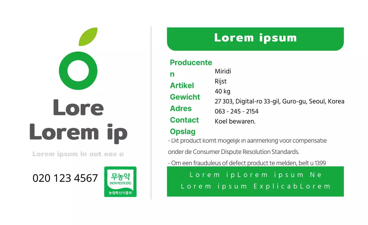 Groene tekst milieuvriendelijke biologische voedseletiketten