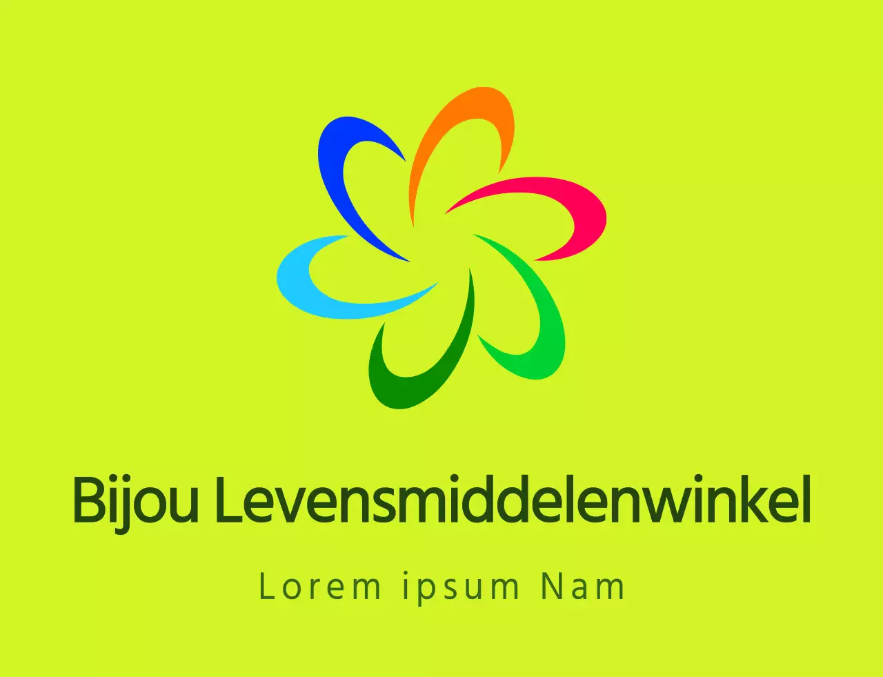 Modern symboollogo en tekstlogo combinatiestijl met chartreuse en kleurrijk kleurenschema voor medewerkers van plaatselijke levensmiddelenwinkel