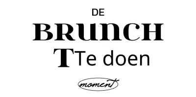 Eenvoudige, strakke tekst in zwart-wit logotype stijl voor brunch café promoties en merchandise