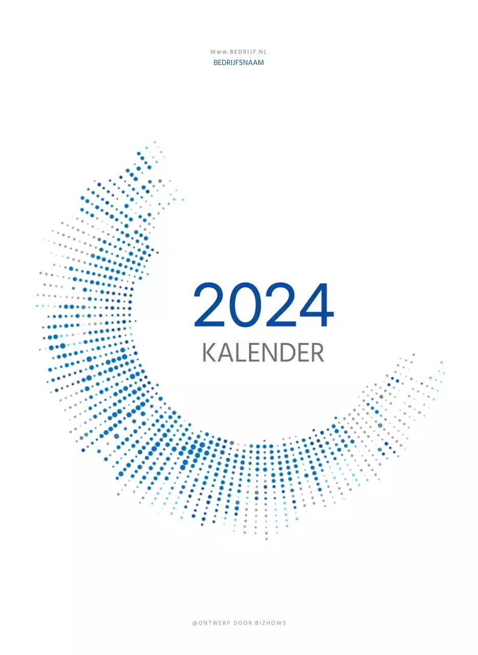 Eenvoudige zakelijke conceptmuurkalender in blauw en wit