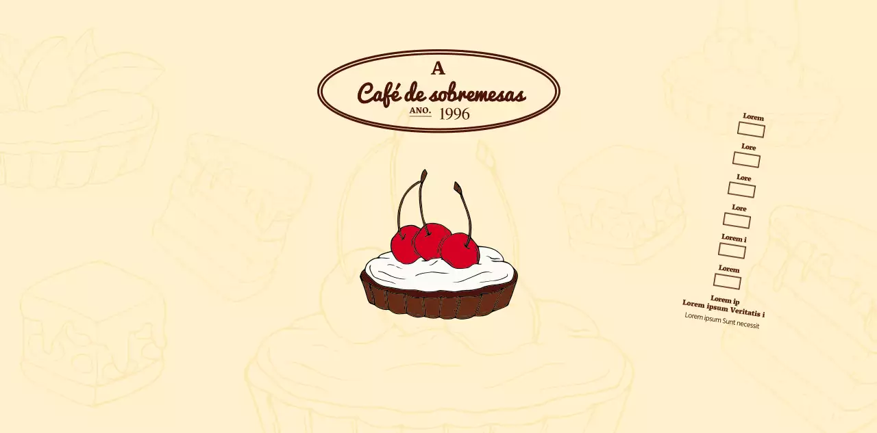 Promover e informar os cafés com um logótipo emotivo em castanho avermelhado e amarelo pálido