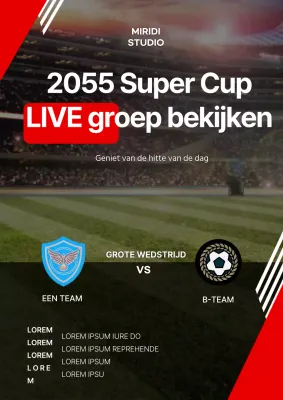 Eenvoudige rode groep webposter voor een voetbalwedstrijd