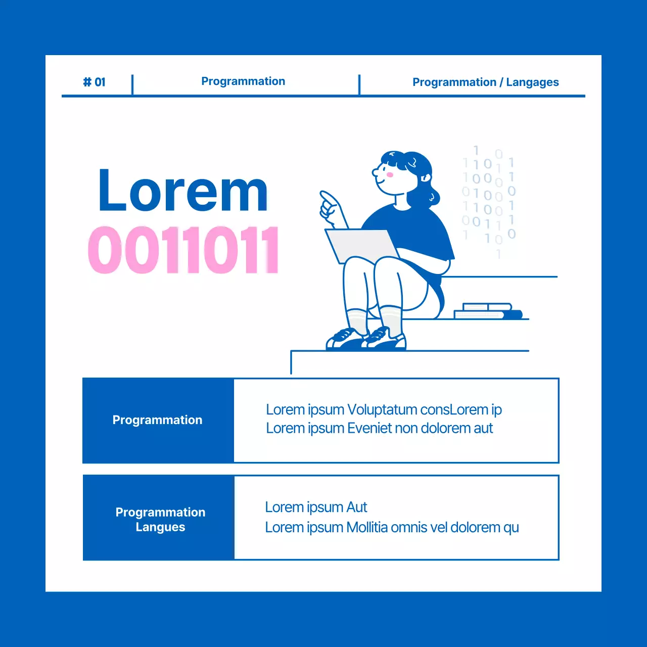 Carte de la journée du programmeur - nouveau design en bleu et rose