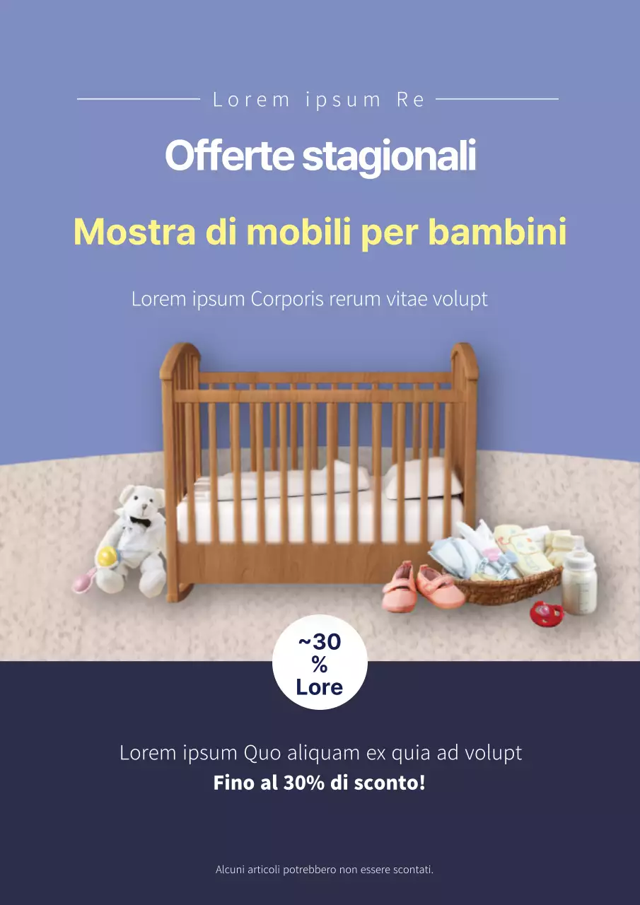 Webposter per un evento che promuove gli interni di mobili per bambini blu navy
